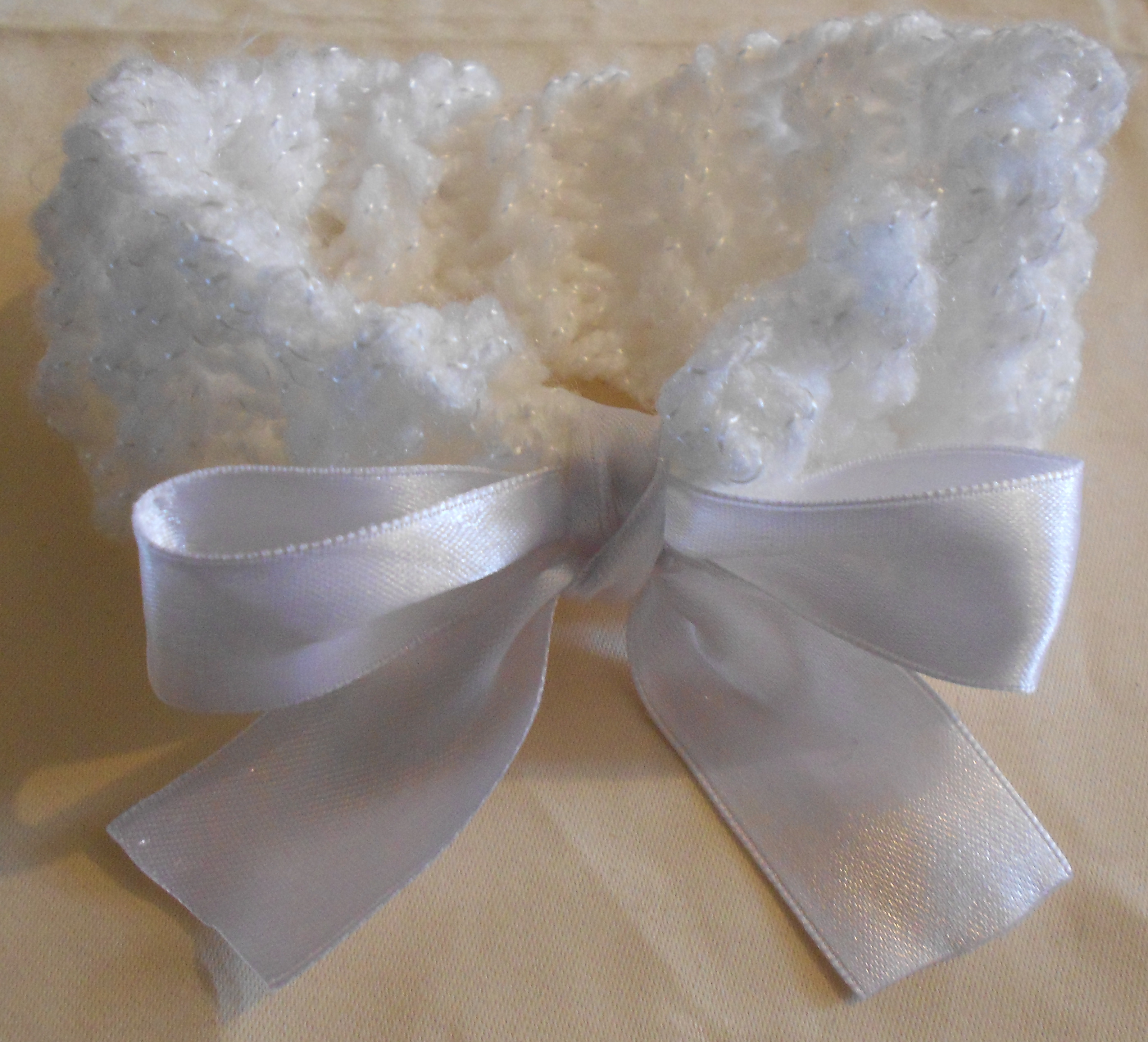 Handmade Knitted Baby Headband with Bow Newborn to 3 Months White